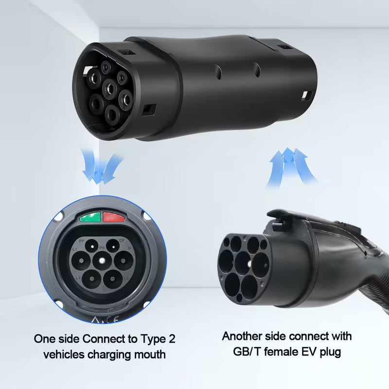 EV Charger Adapter - محول شاحن للسيارات الكهربائية  ( خليجي ) ( GBT to Type 2 )